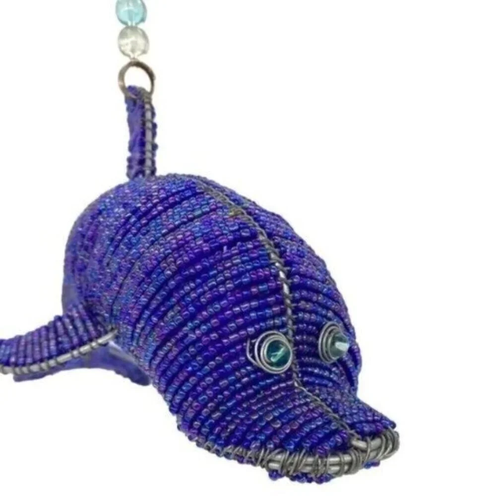 Beadworx Glass Beaded Dolphin Wire Sculpture